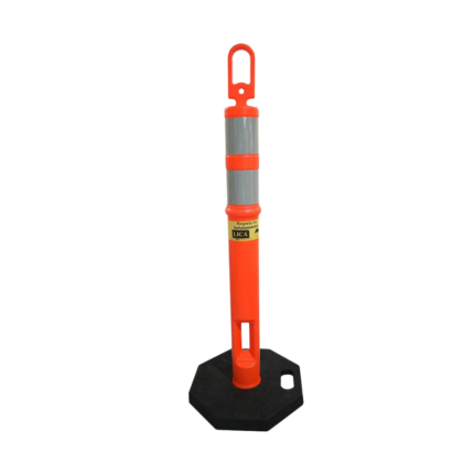 Poste marca LICA color naranja con doble reflejante y base hexagonal